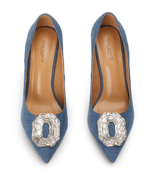 Tony Bianco Alison Washed Denim 10.5cm Bling hæle Blå | SDKNY40548