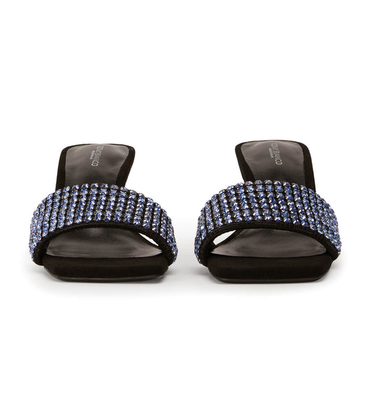 Tony Bianco Amos Blue Crystal/Black Ruskind 6.5cm Event hæle Blå Sort | DDKKV17504