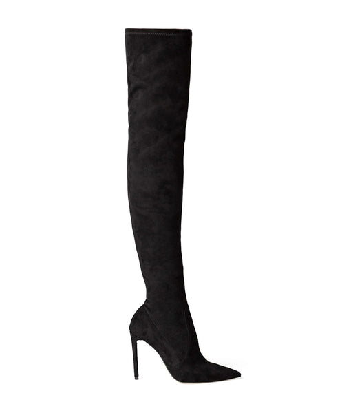 Tony Bianco Avah Black Stretch Ruskind 10.5cm Stiletstøvler Sort | QDKUV90327