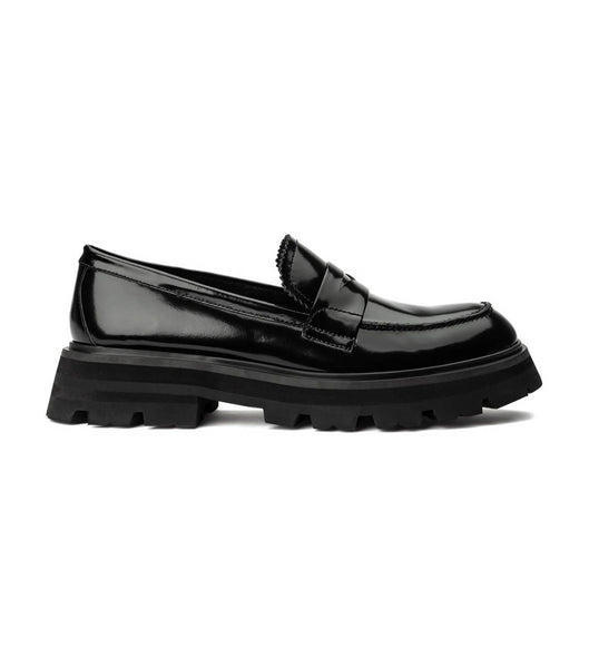 Tony Bianco Axell Black Hi Shine 4.5cm Loafers Sort | PDKQX34261