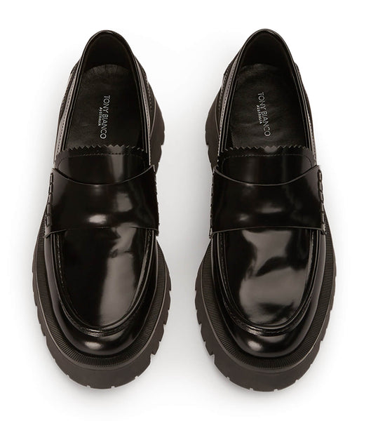 Tony Bianco Brooklyn Black Hi Shine 4.5cm Loafers Sort | DKICD46530