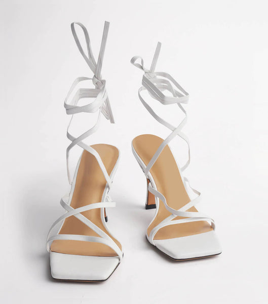 Tony Bianco Caden White Sheep Nappa 8.5cm Strappy hæle Hvide | DKEAH61493