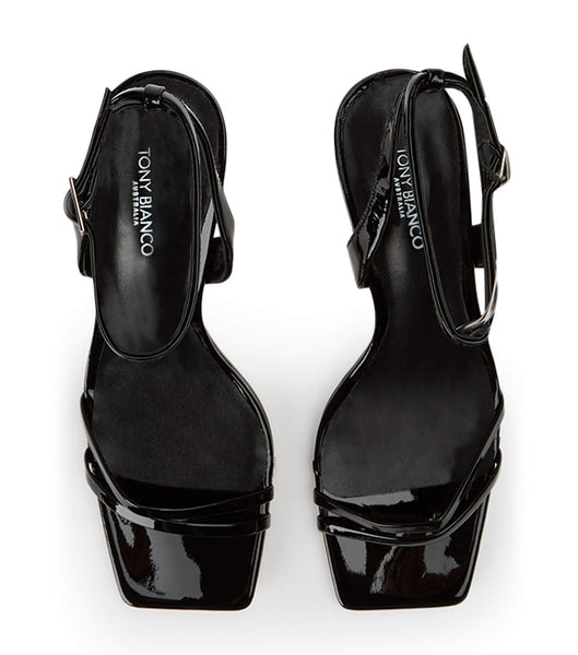 Tony Bianco Camelia Black Lak 8.5cm Brudehæle Sort | GDKEC76953