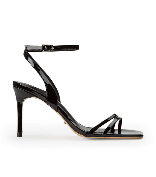 Tony Bianco Camelia Black Lak 8.5cm Strappy hæle Sort | DKXBR68190