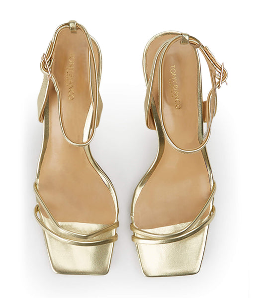 Tony Bianco Camelia Gold Nappa Metallic 8.5cm Brudehæle Guld Metal | ADKWC67943