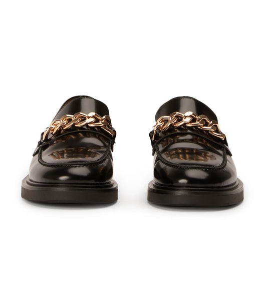 Tony Bianco Candice Black Hi Shine 4.5cm Loafers Sort | GDKUC78951