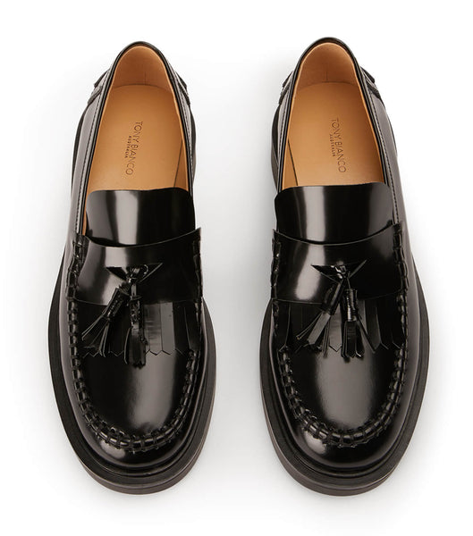 Tony Bianco Colt Black Hi Shine 4.5cm Loafers Sort | ZDKNQ93645