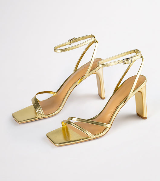 Tony Bianco Corso Gold Nappa Metallic 8.5cm Blokhæl Guld Metal | DKJVR37813