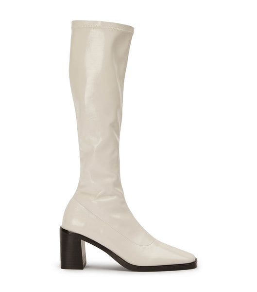 Tony Bianco Damon Ecru Crinkle Lak 7.5cm Mid Calf Støvler Hvide | ZDKNQ93651