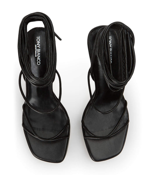 Tony Bianco Deon Black Nappa 11.5cm Strappy hæle Sort | PDKER99294