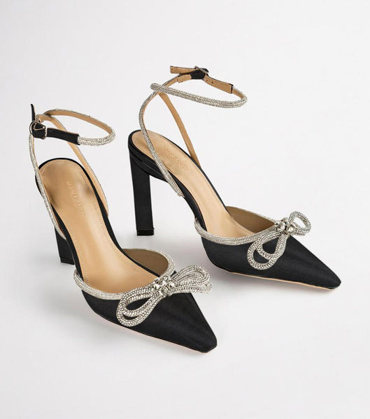 Tony Bianco Elsie Black Satin 10.5cm Brudehæle Sort | DKJBT49184