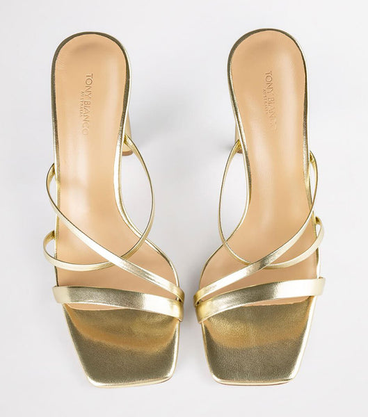 Tony Bianco Fior Gold Nappa Metallic 11cm Strappy hæle Guld Metal | DKEGJ70336