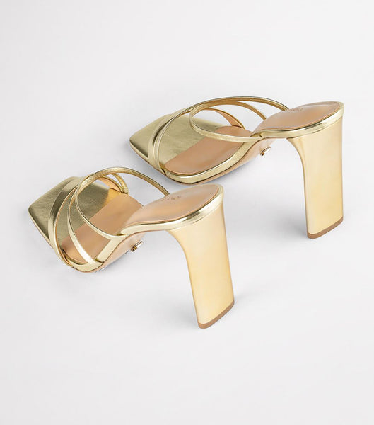 Tony Bianco Fior Gold Nappa Metallic 11cm Strappy hæle Guld Metal | DKEGJ70336