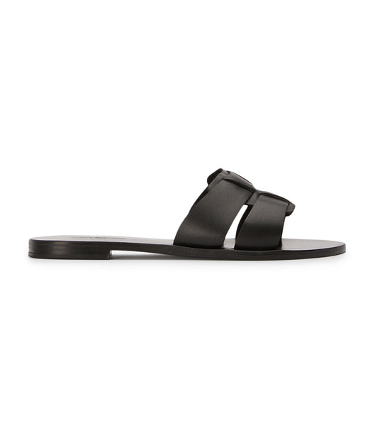 Tony Bianco Force Black 1cm Flade Sandaler Sort | DKCIF63679