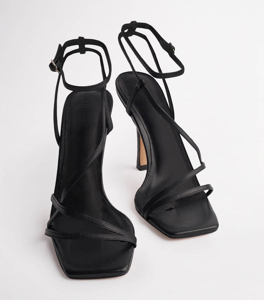 Tony Bianco Franci Black Kid 10.5cm Strappy hæle Sort | DKCVG25018