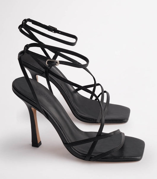 Tony Bianco Franci Black Kid 10.5cm Strappy hæle Sort | DKCVG25018