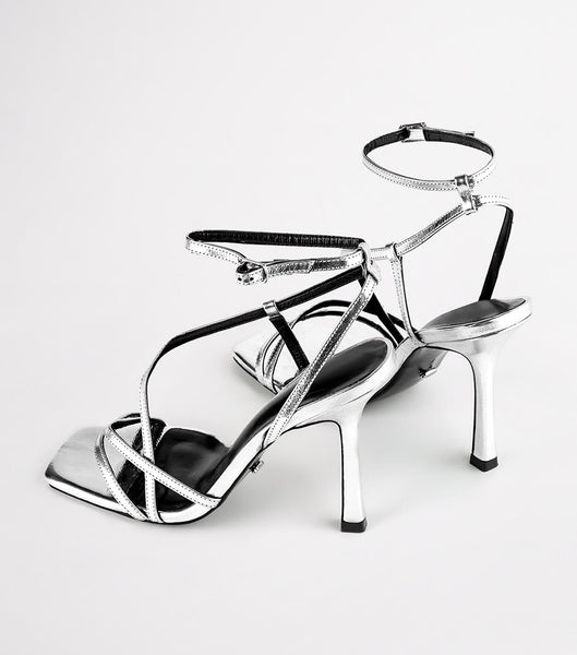 Tony Bianco Franci Silver Foil 10.5cm Strappy hæle Sølv | DDKKV50403