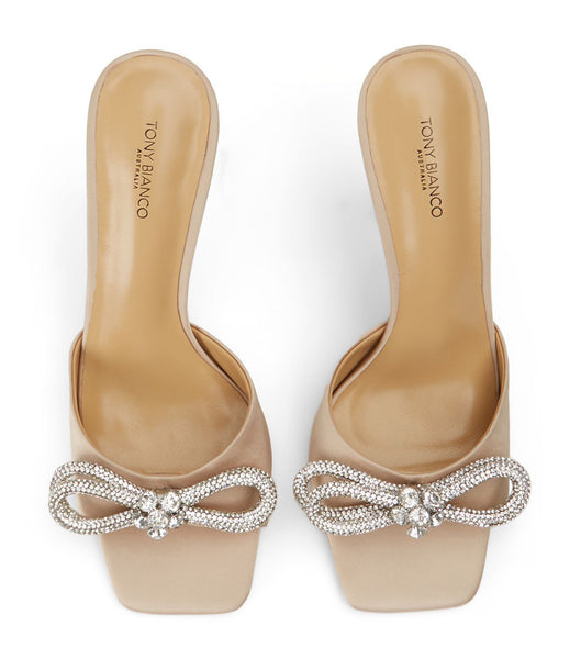 Tony Bianco Franki Nude Satin 10.5cm Bling hæle Beige | DKQAV61523