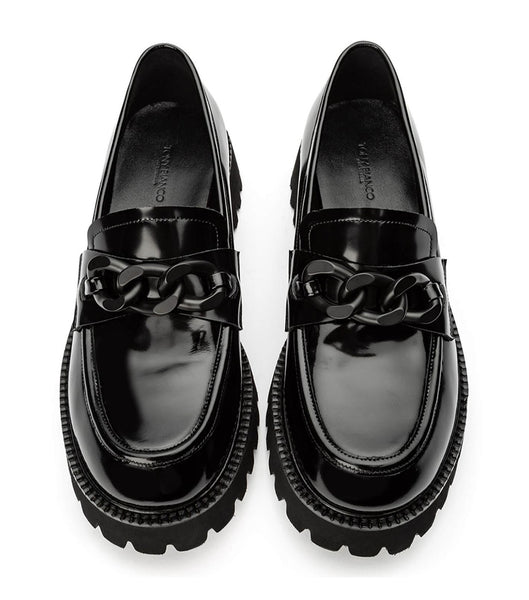 Tony Bianco Georgi Black Hi Shine 4cm Loafers Sort | TDKWZ88754