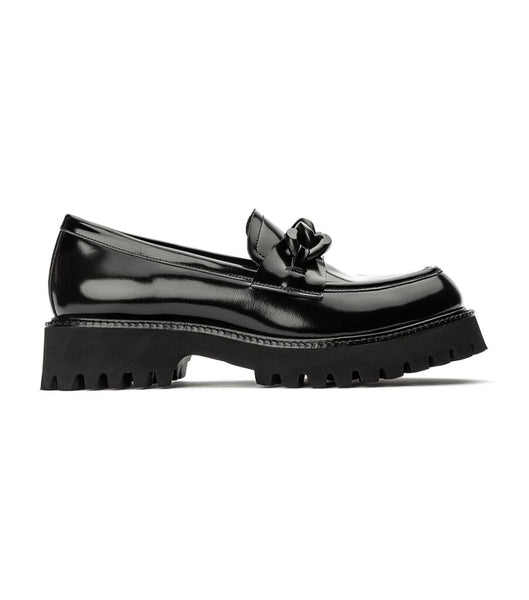 Tony Bianco Georgi Black Hi Shine 4cm Loafers Sort | TDKWZ88754