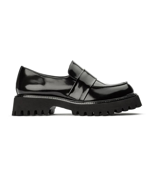 Tony Bianco Gisele Black Hi Shine 4cm Loafers Sort | DKXBR34283