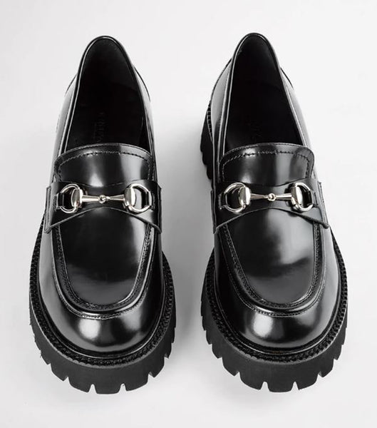 Tony Bianco Greer Black Hi Shine 4cm Loafers Sort | ADKWC80404