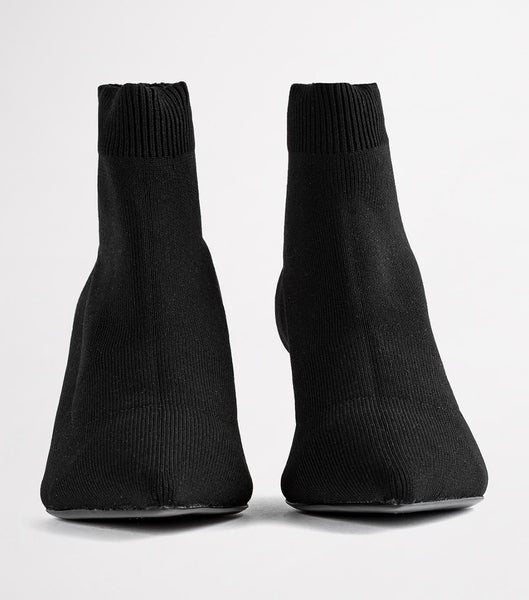 Tony Bianco Gwen Black Sock Knit 6.5cm Ankelstøvler Sort | TDKPQ81820