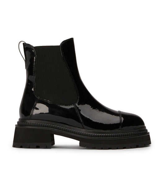 Tony Bianco Hurricane Black Hi Shine 5.5cm Kampstøvler Sort | DKQCS16114