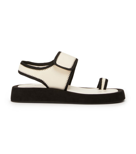 Tony Bianco Iso White/Black Neoprene 3.5cm Flade Sandaler Hvide Sort | ADKDF20855