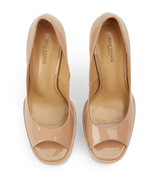 Tony Bianco Jolee Nude Lak 15cm Platform Sko Beige | LDKTR75018