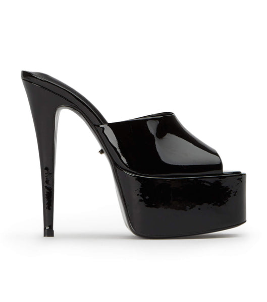 Tony Bianco Jordyn Black Lak 15cm Platform Sko Sort | DDKKV94034