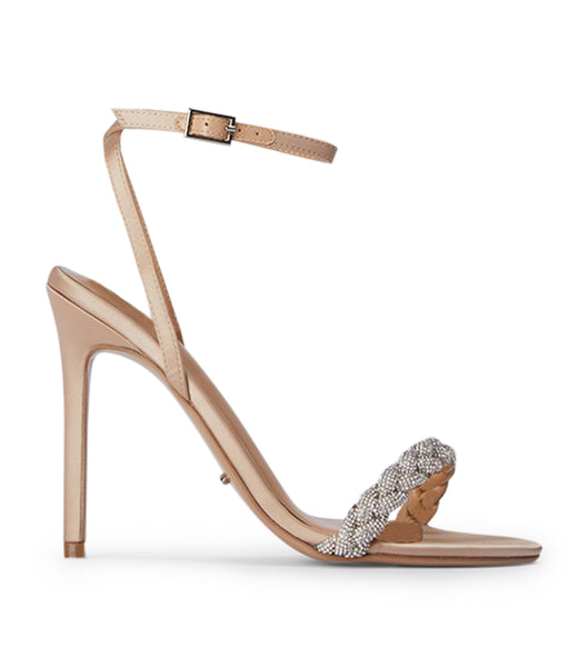 Tony Bianco Kosta Nude Satin 11cm Bling hæle Beige | YDKGT41107