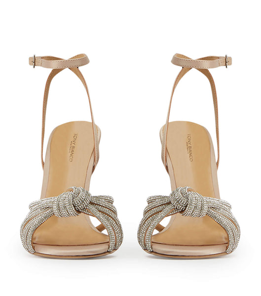 Tony Bianco Kyla Nude Satin 11cm Strappy hæle Beige | GDKEC66693