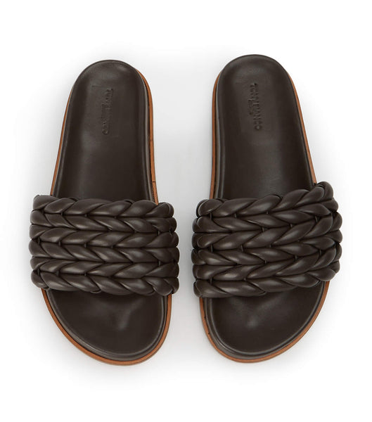 Tony Bianco Layton Chocolate Nappa Badesandaler Chokolade | DKJKU80598