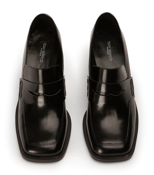 Tony Bianco Lomax Black Hi Shine 6.5cm Loafers Sort | LDKSX91315