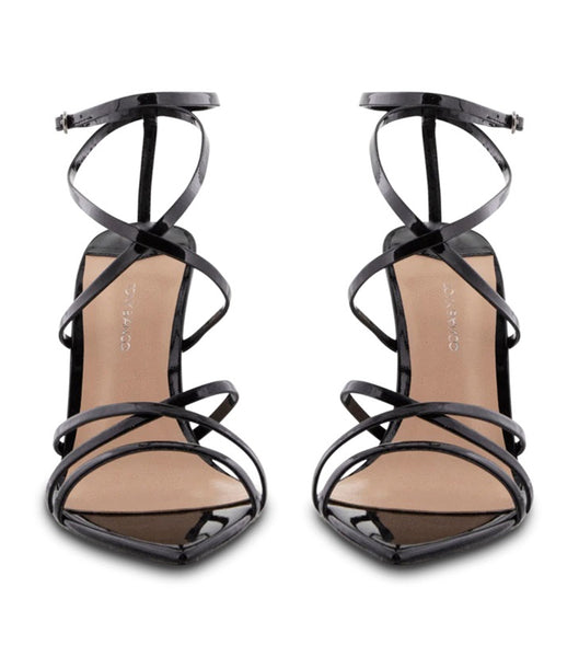 Tony Bianco Marcy Black Lak 10.5cm Strappy hæle Sort | QDKWA45026