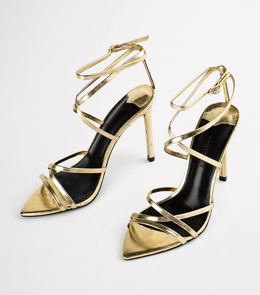 Tony Bianco Marcy Gold Foil 10.5cm Brudehæle Guld | DKICD96844