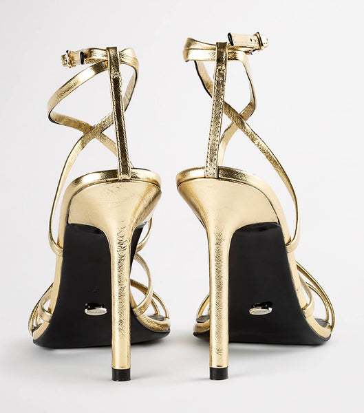 Tony Bianco Marcy Gold Foil 10.5cm Event hæle Guld | DKEAH44756