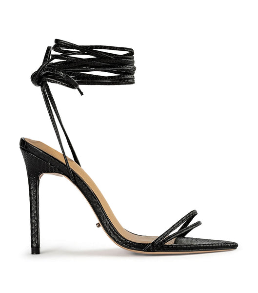 Tony Bianco Millie Black Snake 10.5cm Strappy hæle Sort Slangeprint | DKNEJ40817