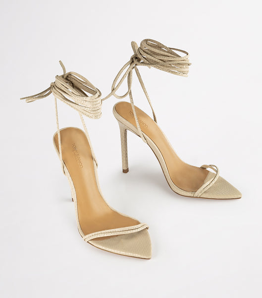 Tony Bianco Millie Vanilla Snake 10.5cm Strappy hæle Lysegul | LDKSX78059