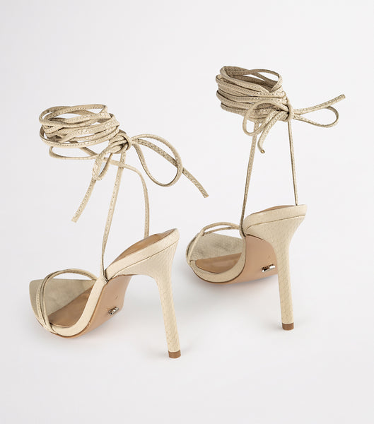 Tony Bianco Millie Vanilla Snake 10.5cm Strappy hæle Lysegul | LDKSX78059