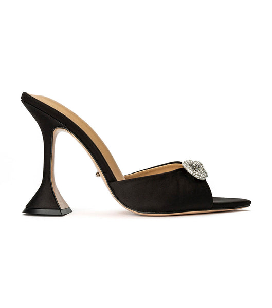 Tony Bianco Montana Black Satin 10.5cm Bling hæle Sort | DKZDE39393