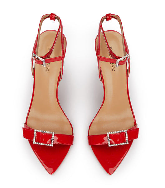 Tony Bianco Mopsy Scarlet Lak 10.5cm Bling hæle Dyb Rød | DKZPD20549