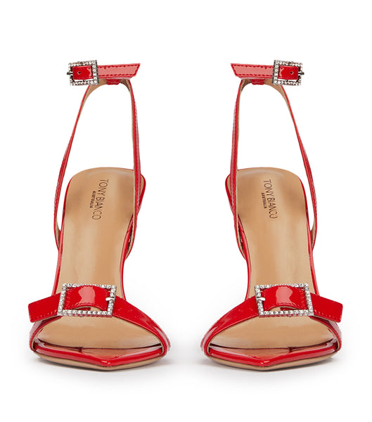 Tony Bianco Mopsy Scarlet Lak 10.5cm Bling hæle Dyb Rød | DKZPD20549