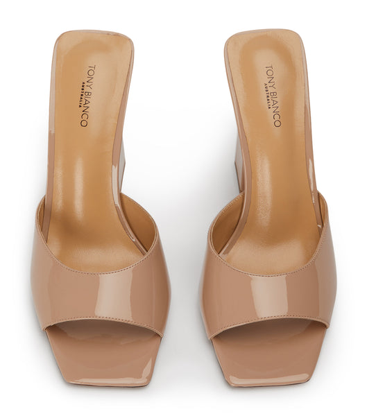 Tony Bianco Naja Coco Lak 10.5cm Blokhæl Beige | GDKEC17800