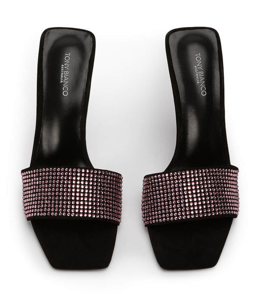 Tony Bianco Naomi Pink Crystal/Black Ruskind 10.5cm Event hæle Lyserød Sort | ADKWC50405