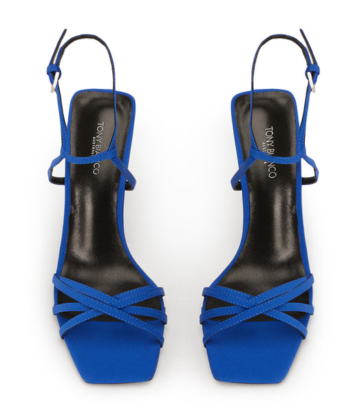 Tony Bianco Nomad Azure Crepe 10.5cm Strappy hæle Blå | DKCIF55839