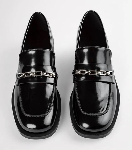 Tony Bianco Rebecca Black Hi Shine 2.5cm Loafers Sort | PDKER91321