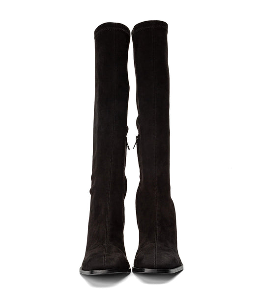 Tony Bianco Renae Black Stretch Ruskind 8.5cm Mid Calf Støvler Sort | DKZDE77182