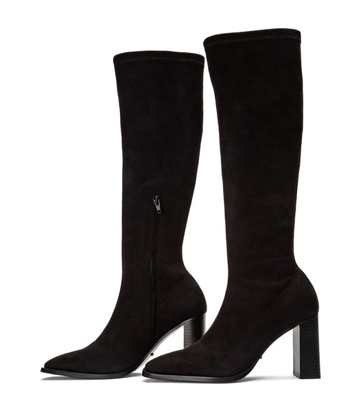 Tony Bianco Renae Black Stretch Ruskind 8.5cm Mid Calf Støvler Sort | DKZDE77182